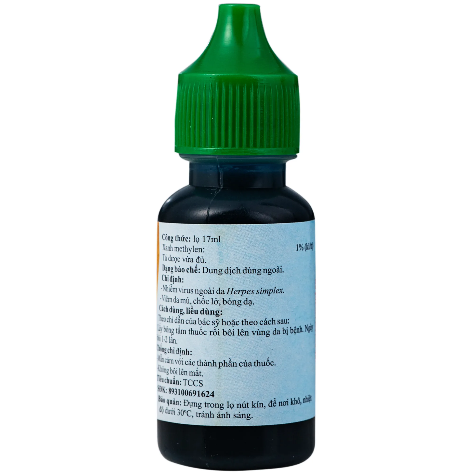 Hình ảnh Dung dịch dùng ngoài Xanh Methylen 1% Hóa Dược điều trị chốc lở, viêm da mủ (17ml)