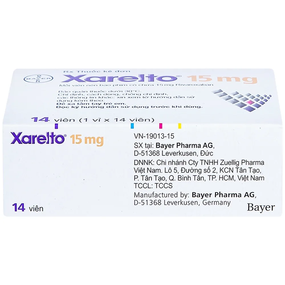 Hình ảnh Thuốc Xarelto 15mg Bayer phòng ngừa thuyên tắc huyết khối tĩnh mạch (1 vỉ x 14 viên)