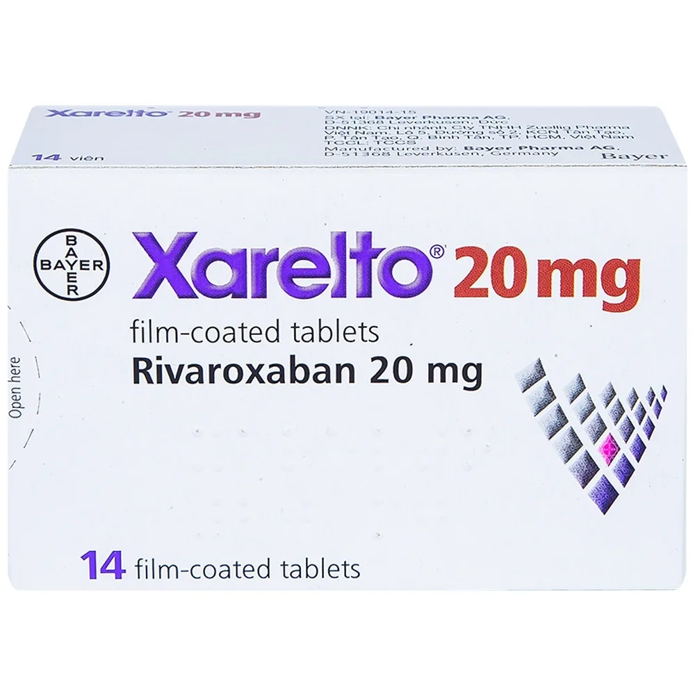 Hình ảnh Thuốc Xarelto 20mg Bayer dự phòng đột quỵ và thuyên tắc mạch toàn thân (1 vỉ x 14 viên)