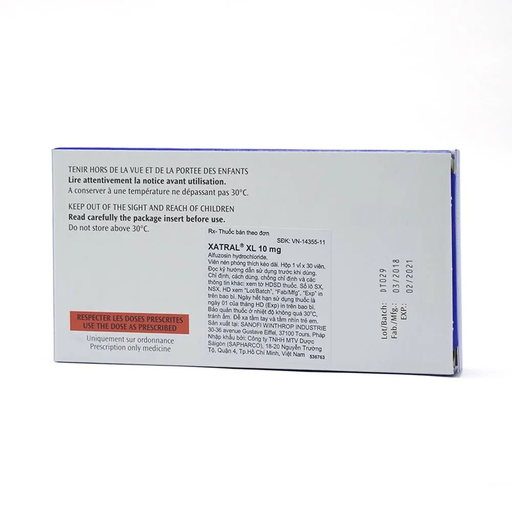 Hình ảnh Thuốc Xatral XL 10mg điều trị triệu chứng chức năng của phì đại (1 vỉ x 30 viên) 