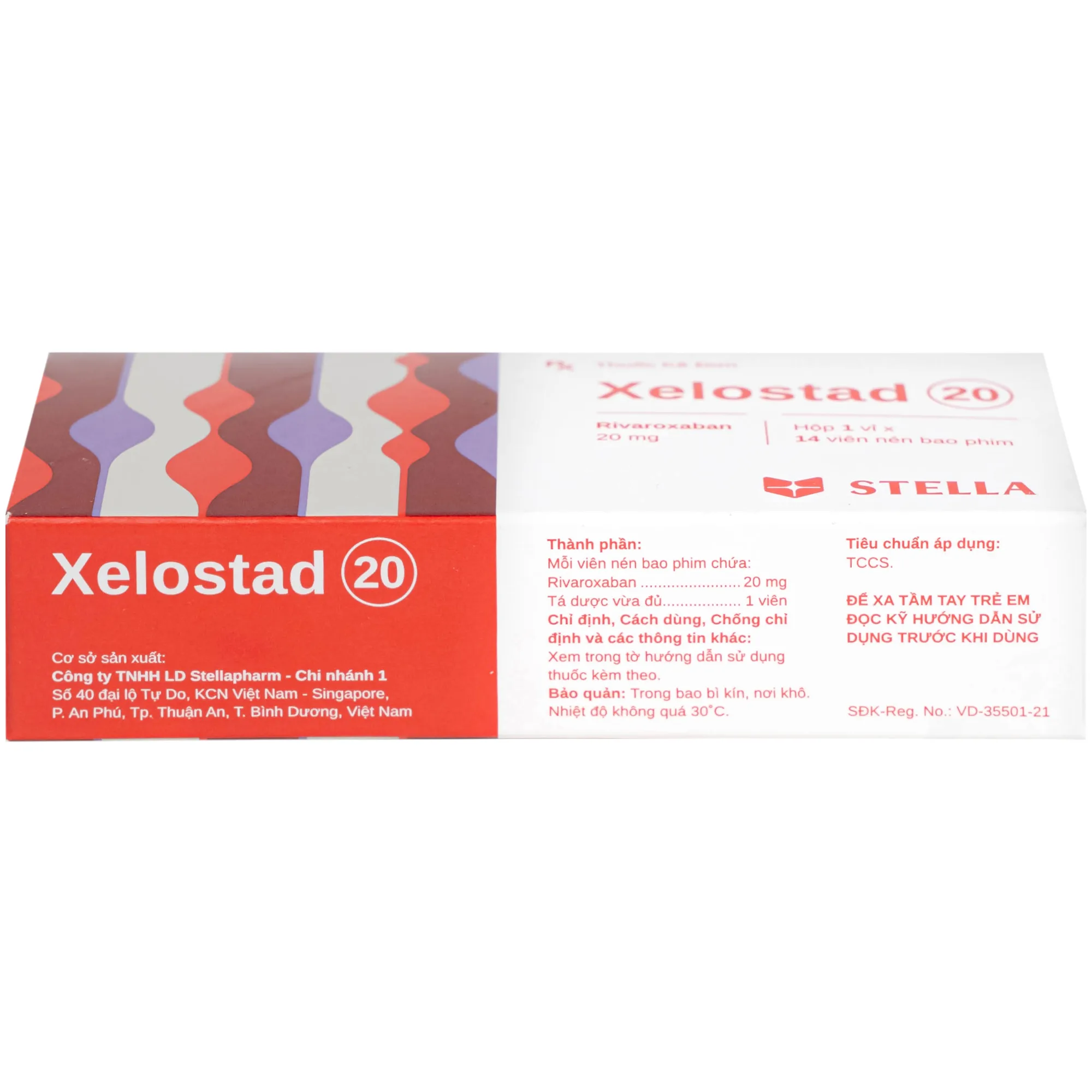 Hình ảnh Thuốc Xelostad 20mg Stella dự phòng đột quỵ, thuyên tắc mạch toàn thân ( 1 vỉ 14 viên)