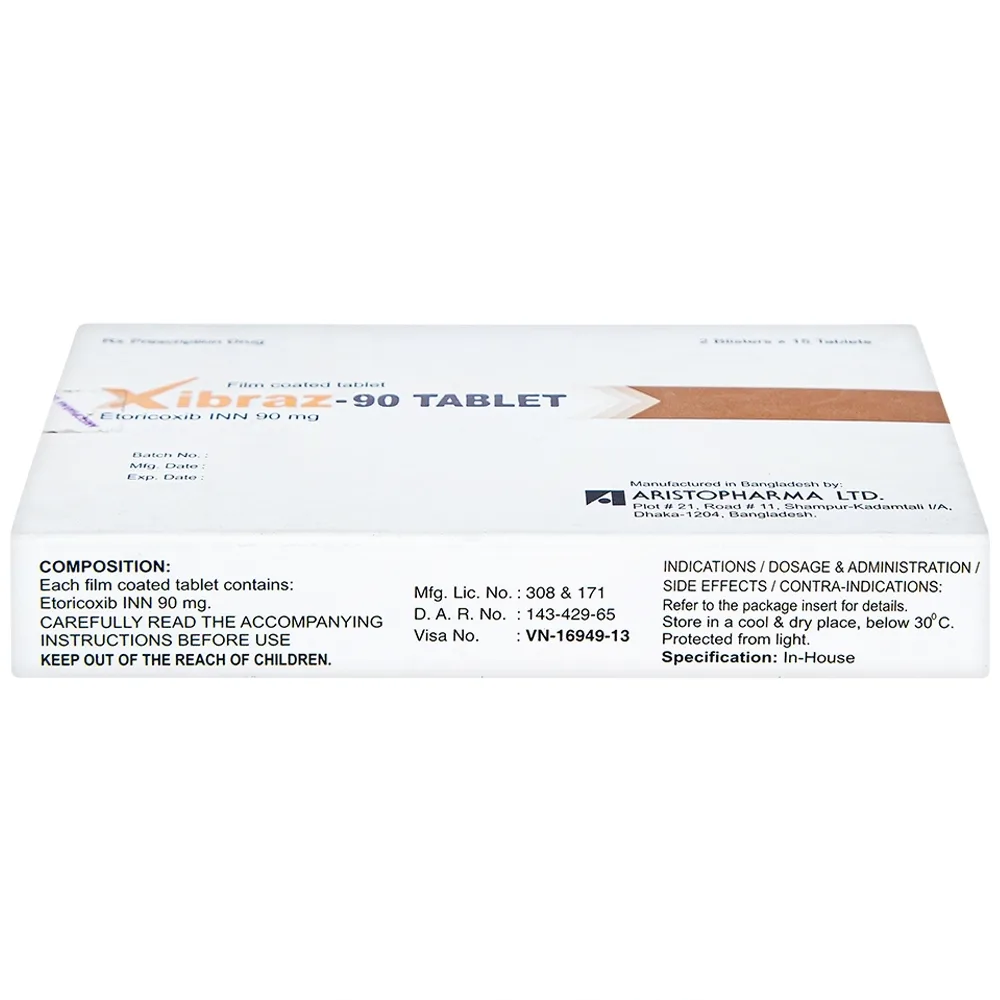 Hình ảnh Thuốc Xibraz-90 Tablet Aristopharma giảm triệu chứng thoái hóa khớp (2 vỉ x 15 viên)