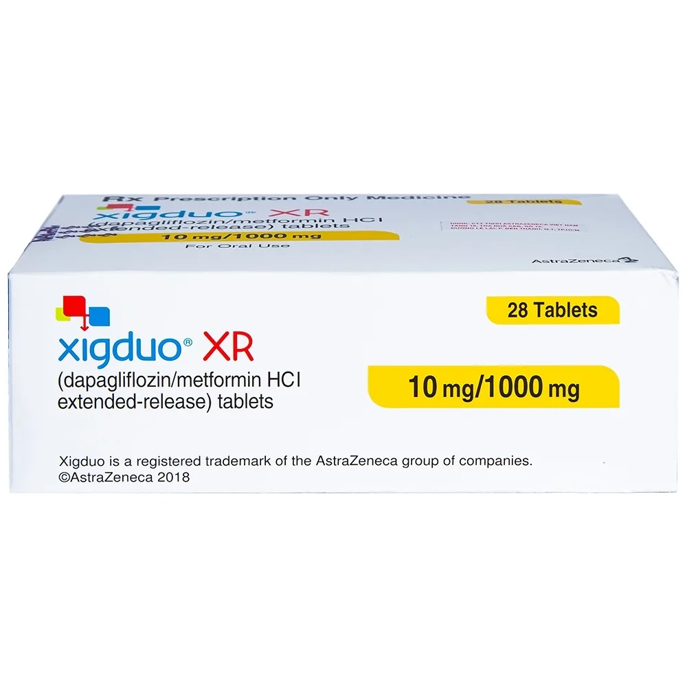 Hình ảnh Thuốc Xigduo XR 10mg/1000mg Astrazeneca cải thiện kiểm soát đường huyết (4 vỉ x 7 viên)