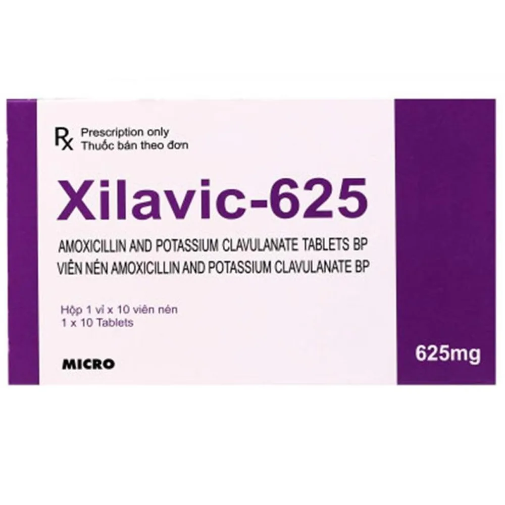 Hình ảnh Thuốc Xilavic 625mg Micro điều trị nhiễm khuẩn nặng đường hô hấp (10 viên)