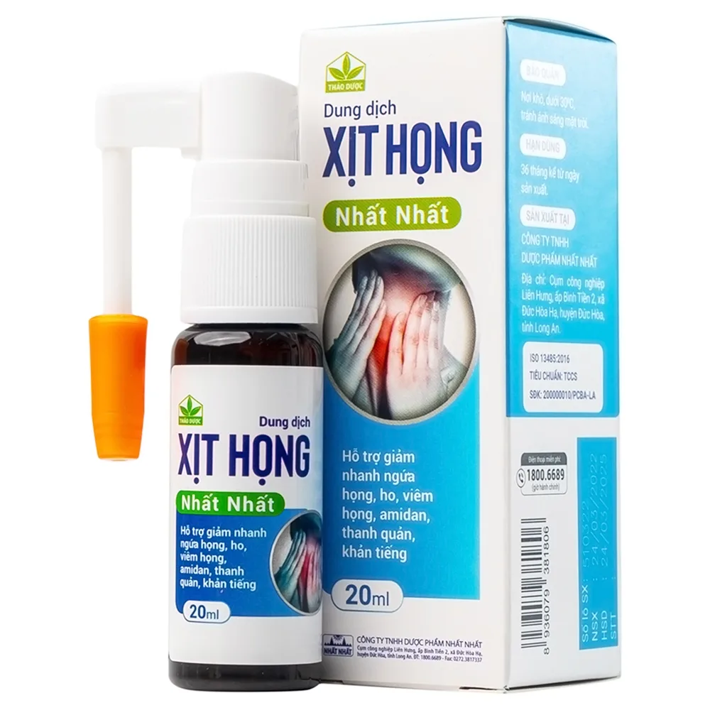 Hình ảnh Dung dịch Xịt Họng Nhất Nhất hỗ trợ giảm ngứa họng, ho, viêm họng (20ml)
