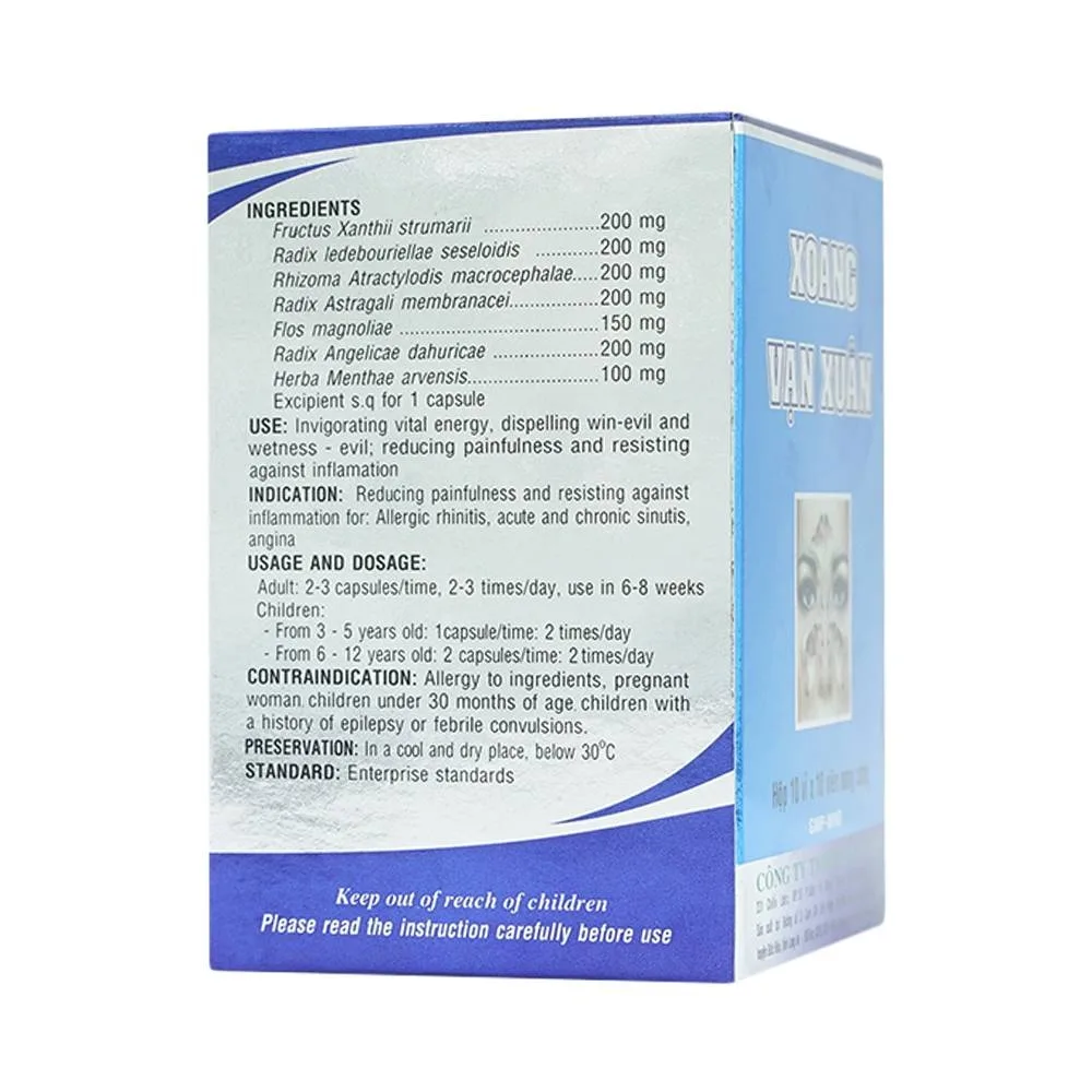 Hình ảnh Thuốc Xoang Vạn Xuân giảm đau, chống viêm mũi dị ứng, viêm xoang (10 vỉ x 10 viên)