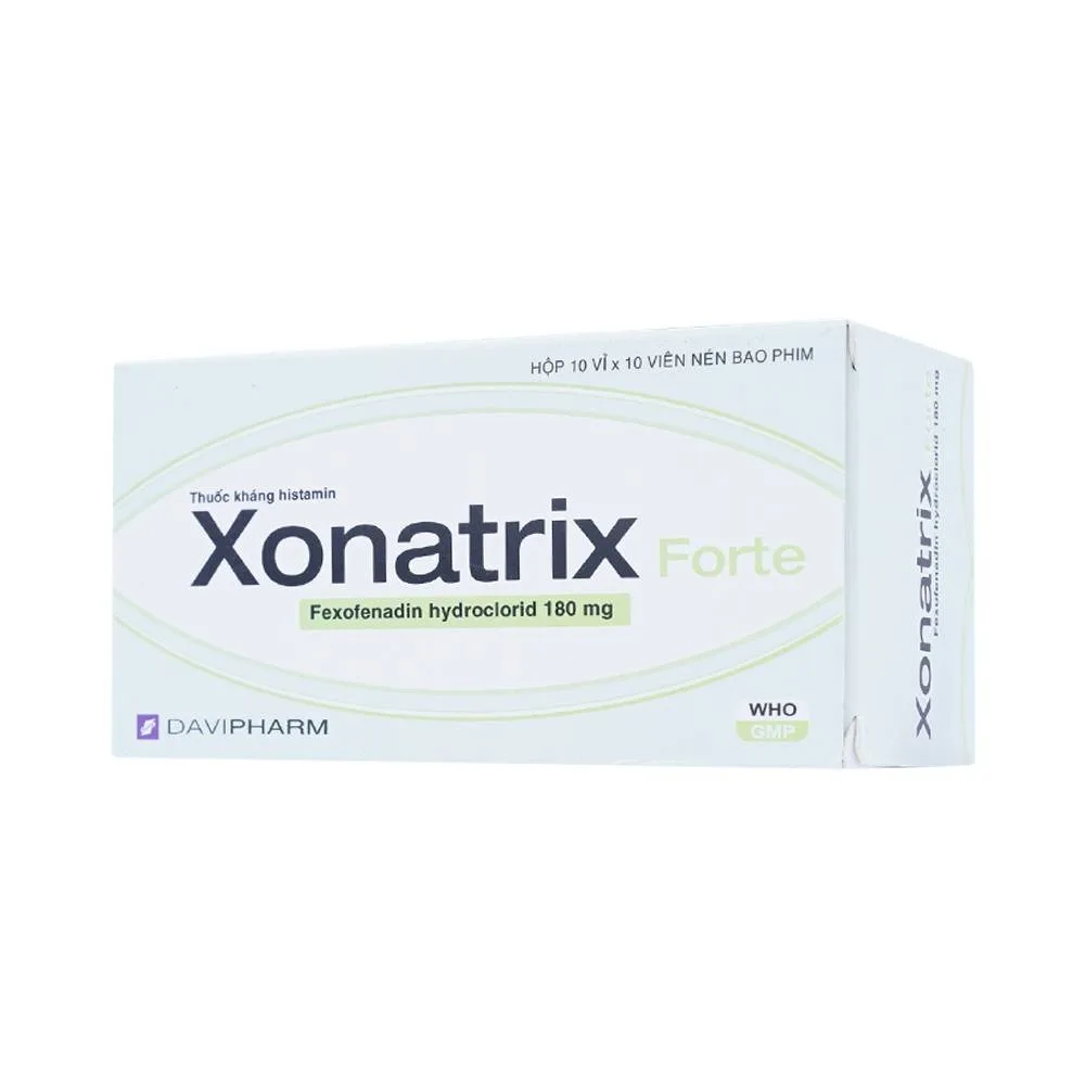 Hình ảnh Thuốc Xonatrix Forte 180mg DaviPharm điều trị triệu chứng viêm mũi dị ứng theo mùa (10 vỉ x 10 viên) 