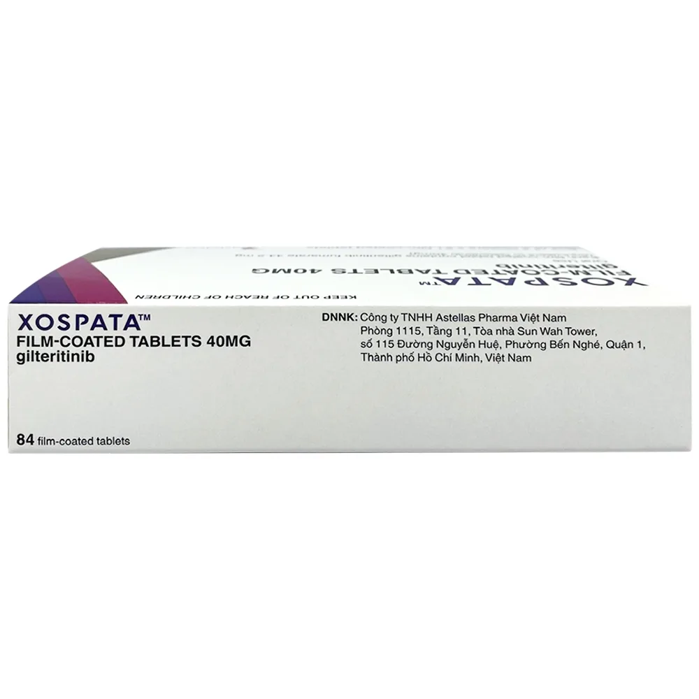 Hình ảnh Thuốc Xospata 40mg Astellas điều trị cho người lớn mắc bệnh bạch cầu tủy cấp tính (4 vỉ x 21 viên)