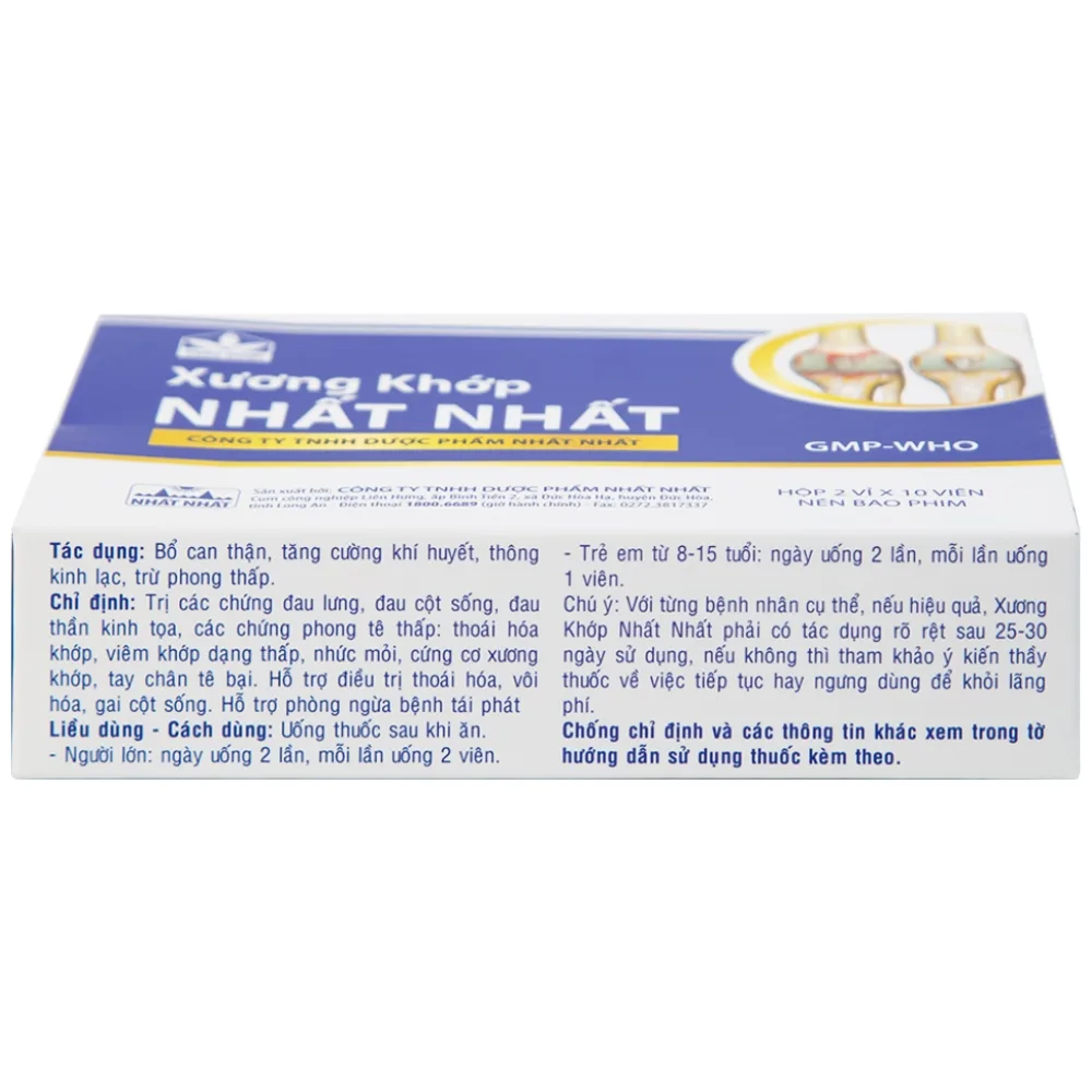 Hình ảnh Thuốc Xương Khớp Nhất Nhất điều trị các chứng đau lưng, đau cột sống (2 vỉ x 10 viên) 
