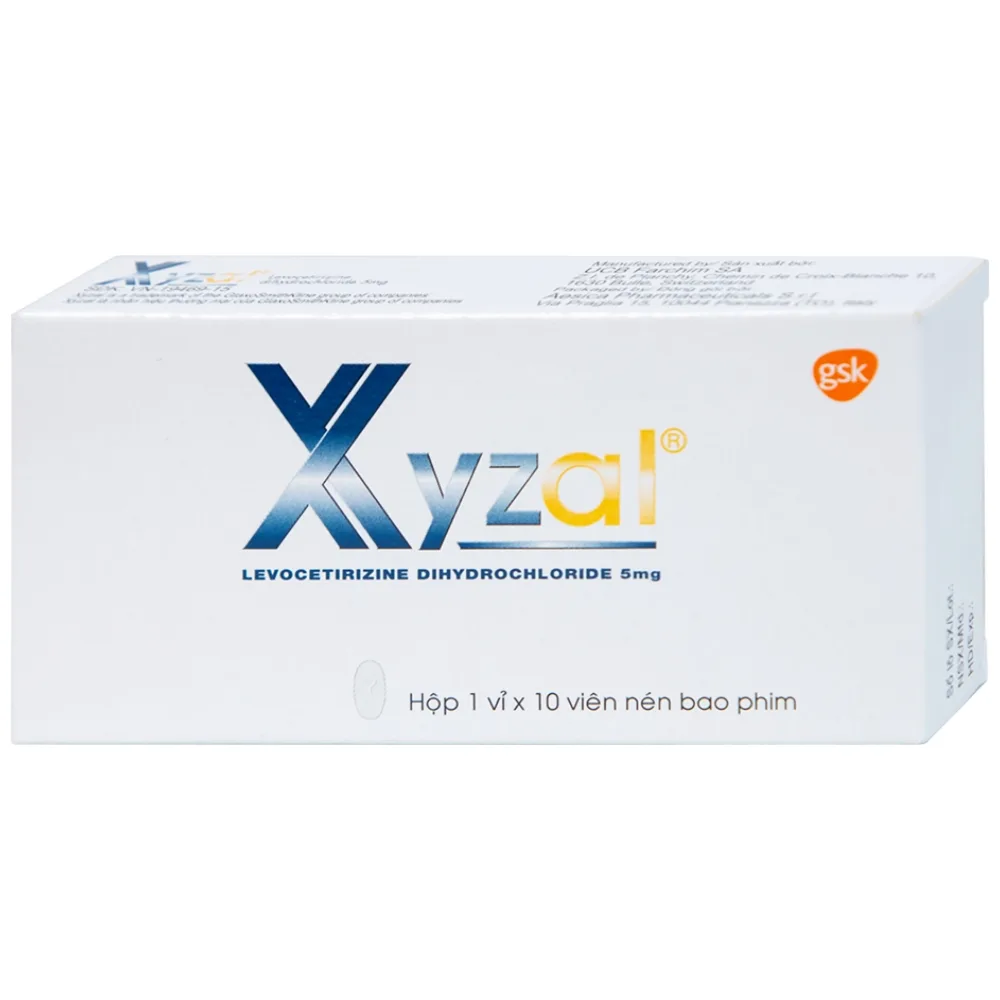 Hình ảnh Thuốc Xyzal 5mg GSK điều trị triệu chứng viêm mũi dị ứng theo mùa (1 vỉ x 10 viên)