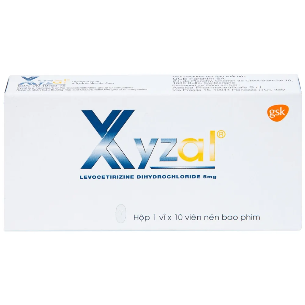 Hình ảnh Thuốc Xyzal 5mg GSK điều trị triệu chứng viêm mũi dị ứng theo mùa (1 vỉ x 10 viên) 