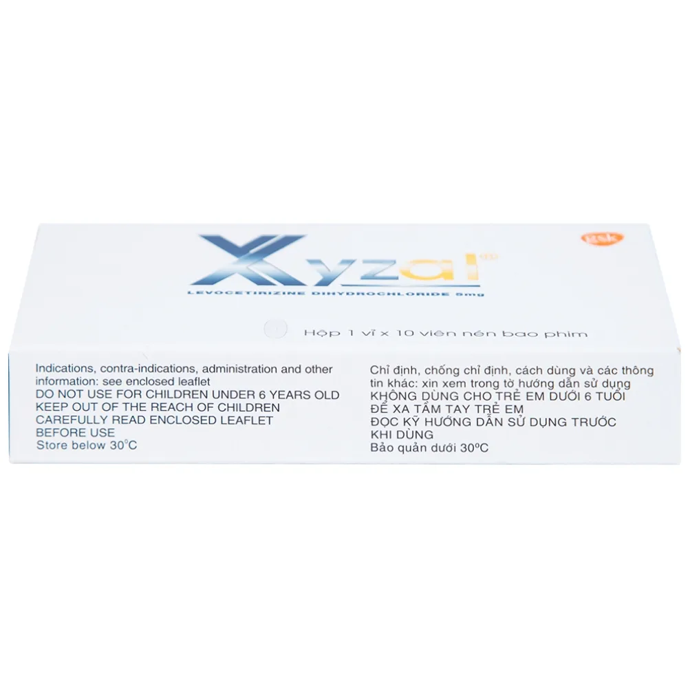 Hình ảnh Thuốc Xyzal 5mg GSK điều trị triệu chứng viêm mũi dị ứng theo mùa (1 vỉ x 10 viên) 