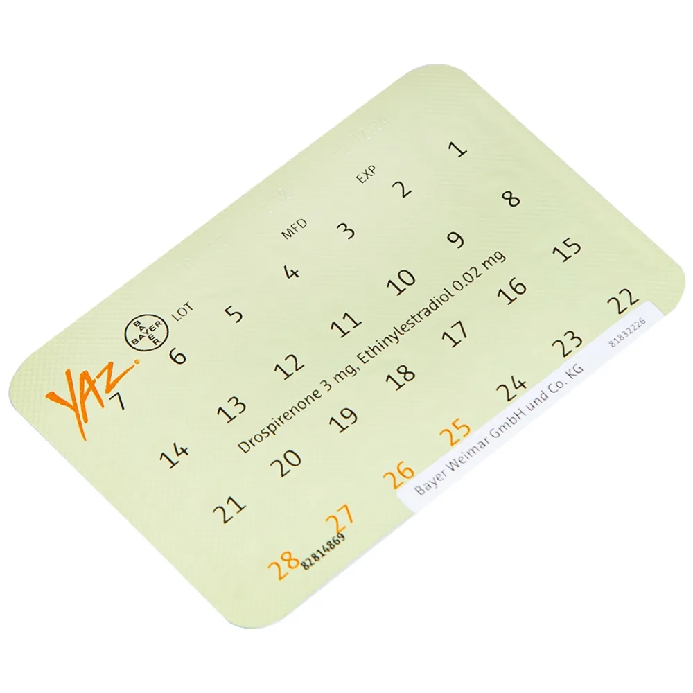 Hình ảnh Thuốc Yaz Bayer dùng tránh thai, điều trị mụn trứng cá (1 vỉ x 28 viên)