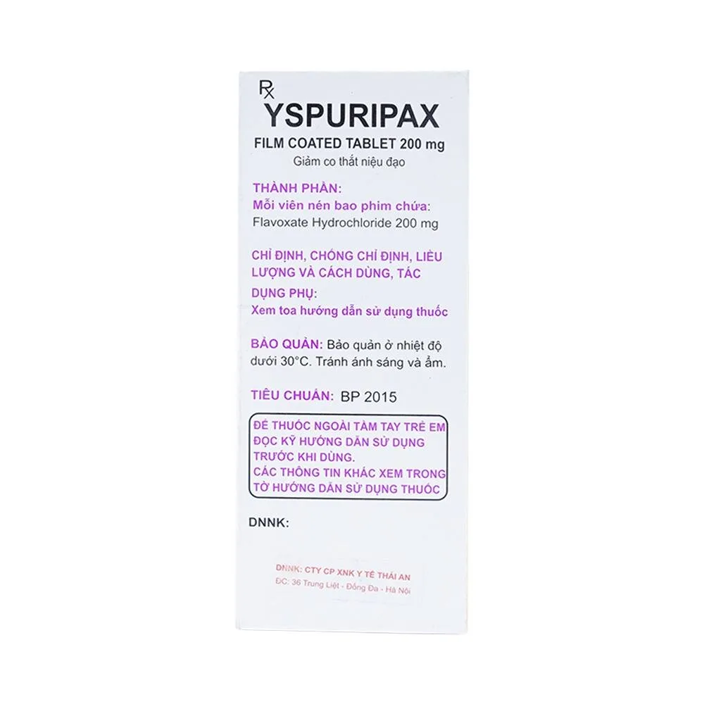 Hình ảnh Thuốc YSPuripax giảm chứng tiểu khó, đau trên khớp mu bàng quang (10 vỉ x 10 viên) 