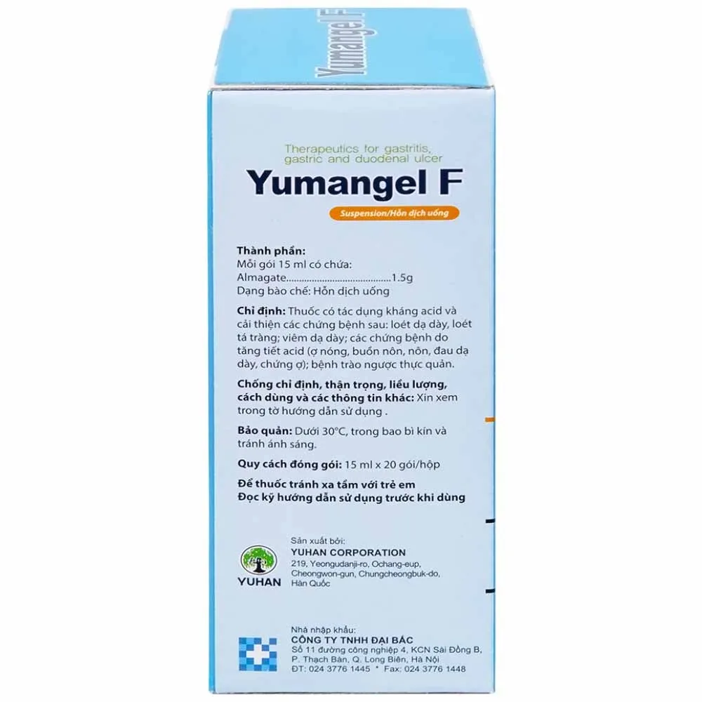 Hình ảnh Hỗn dịch uống Yumangel F Yuhan kháng acid và cả thiện loét dạ dày - tá tràng (20 gói x 15ml) 