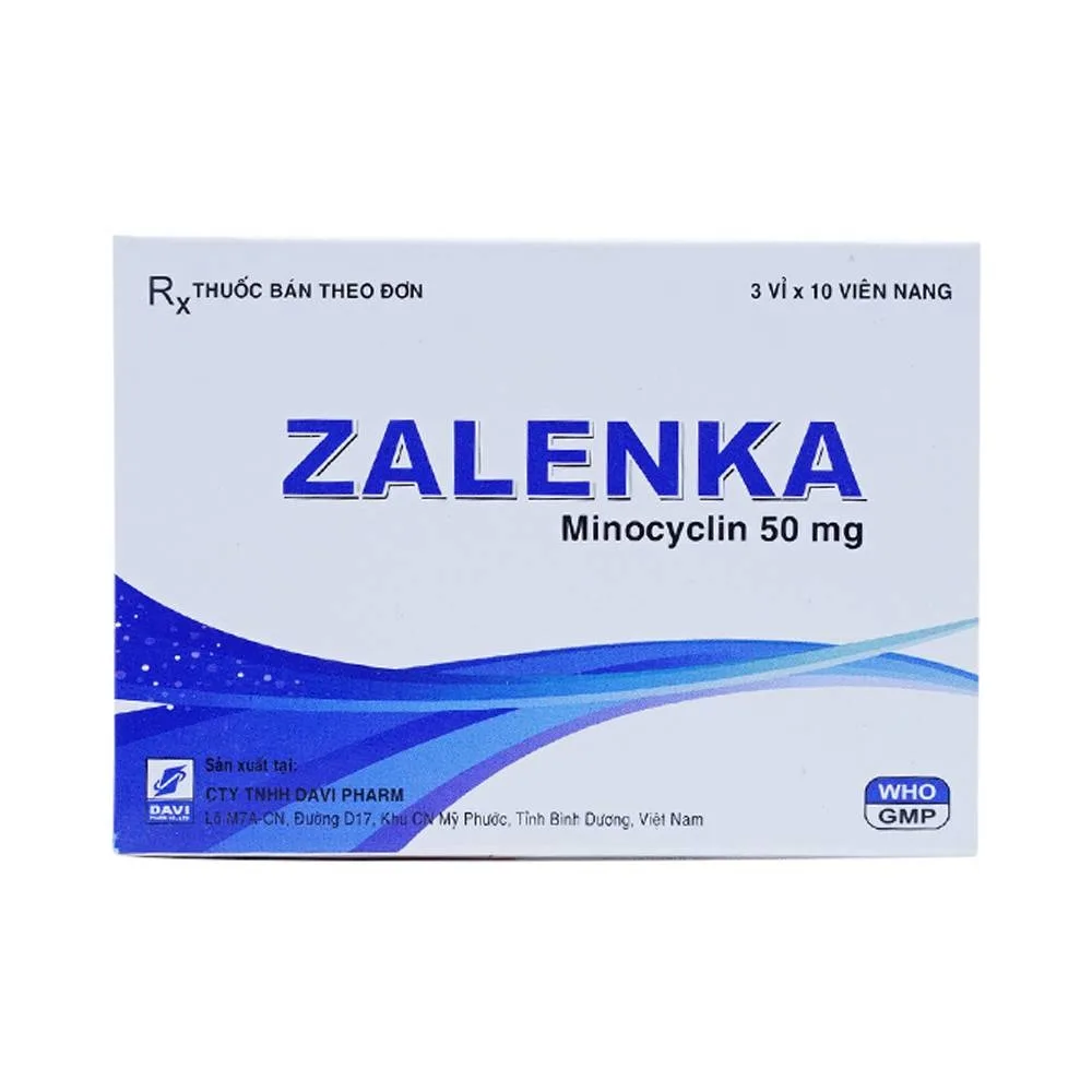 Hình ảnh Thuốc Zalenka 50mg Davi Pharm điều trị mụn trứng cá, nhiễm trùng da và mô mềm (3 vỉ x 10 viên)