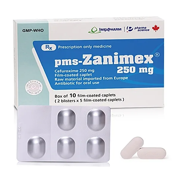 Hình ảnh Thuốc pms-Zanimex 250mg Imexpharm điều trị nhiễm trùng tai mũi họng (2 vỉ x 5 viên)