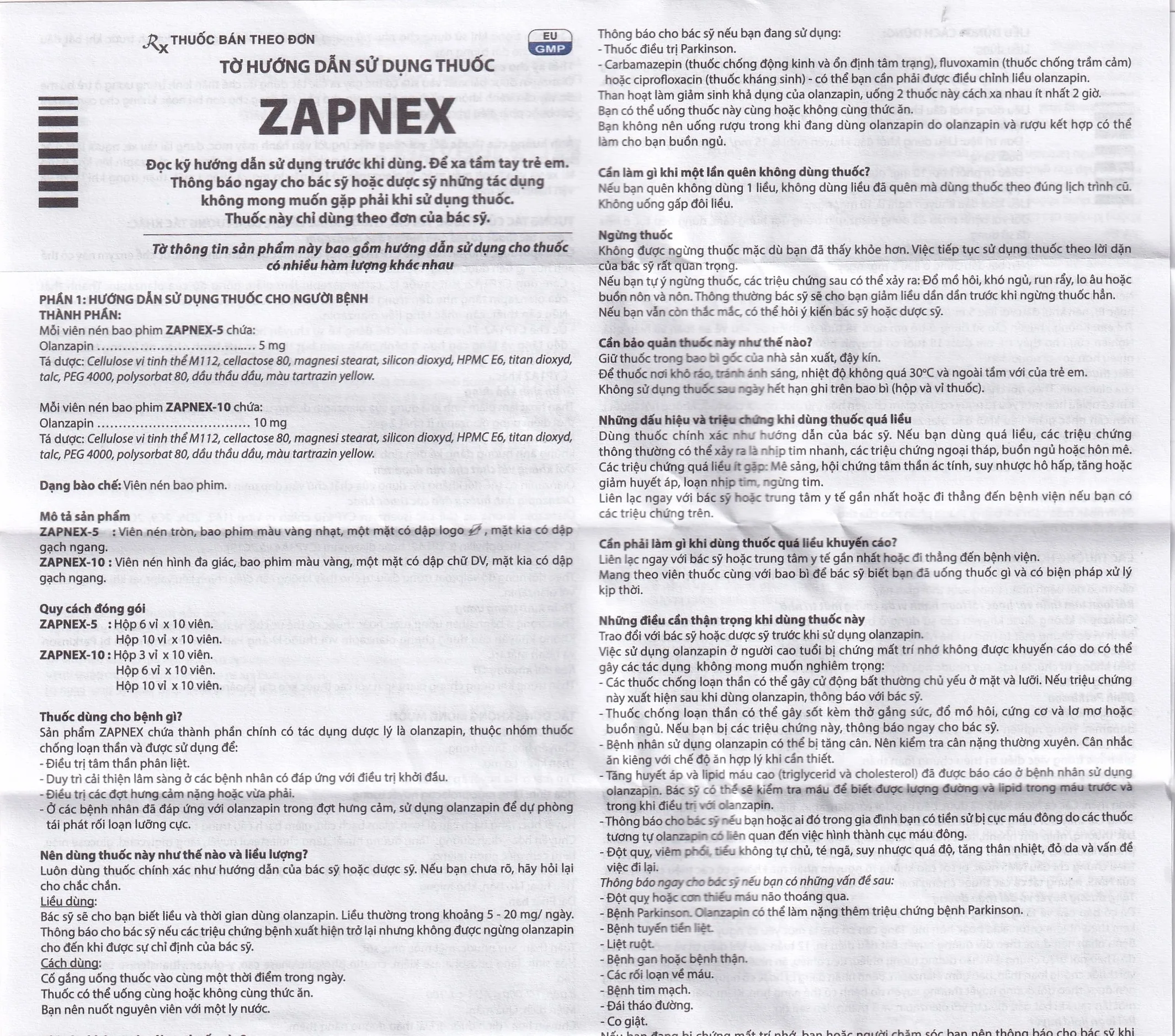 Hình ảnh Thuốc Zapnex-10 DaviPharm điều trị tâm thần phân liệt (3 vỉ x 10 viên)