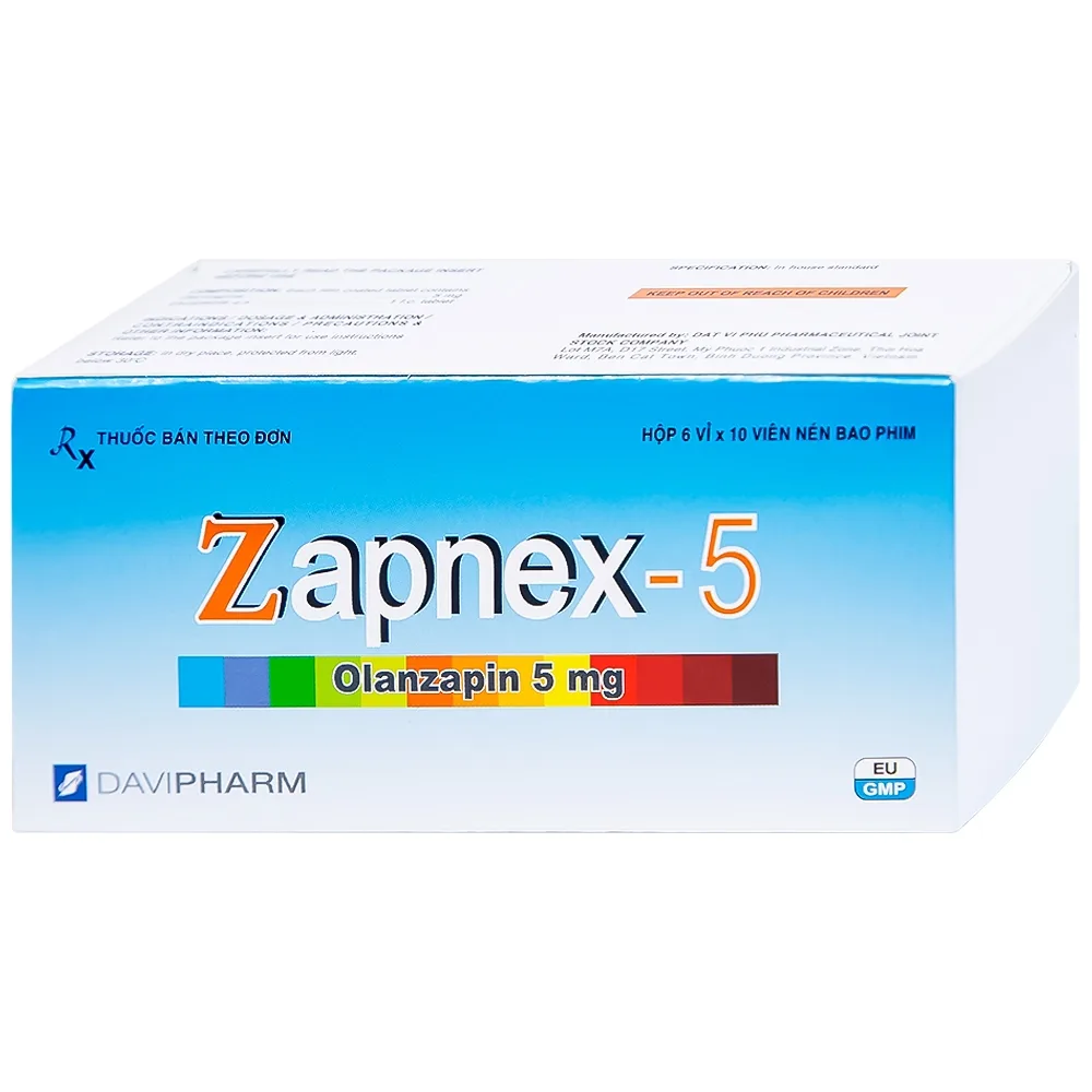 Hình ảnh Thuốc Zapnex-5 DaviPharm điều trị tâm thần phân liệt (6 vỉ x 10 viên)