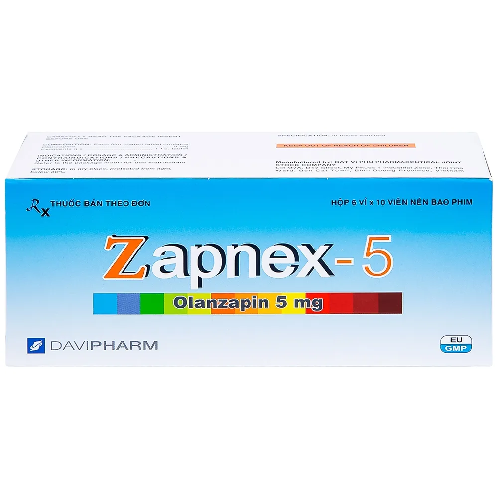 Hình ảnh Thuốc Zapnex-5 DaviPharm điều trị tâm thần phân liệt (6 vỉ x 10 viên) 