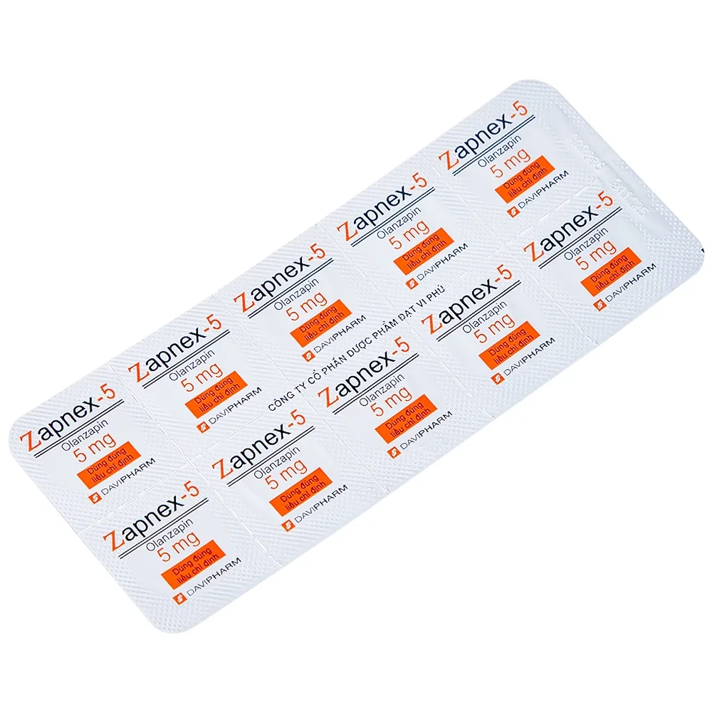 Hình ảnh Thuốc Zapnex-5 DaviPharm điều trị tâm thần phân liệt (6 vỉ x 10 viên) 