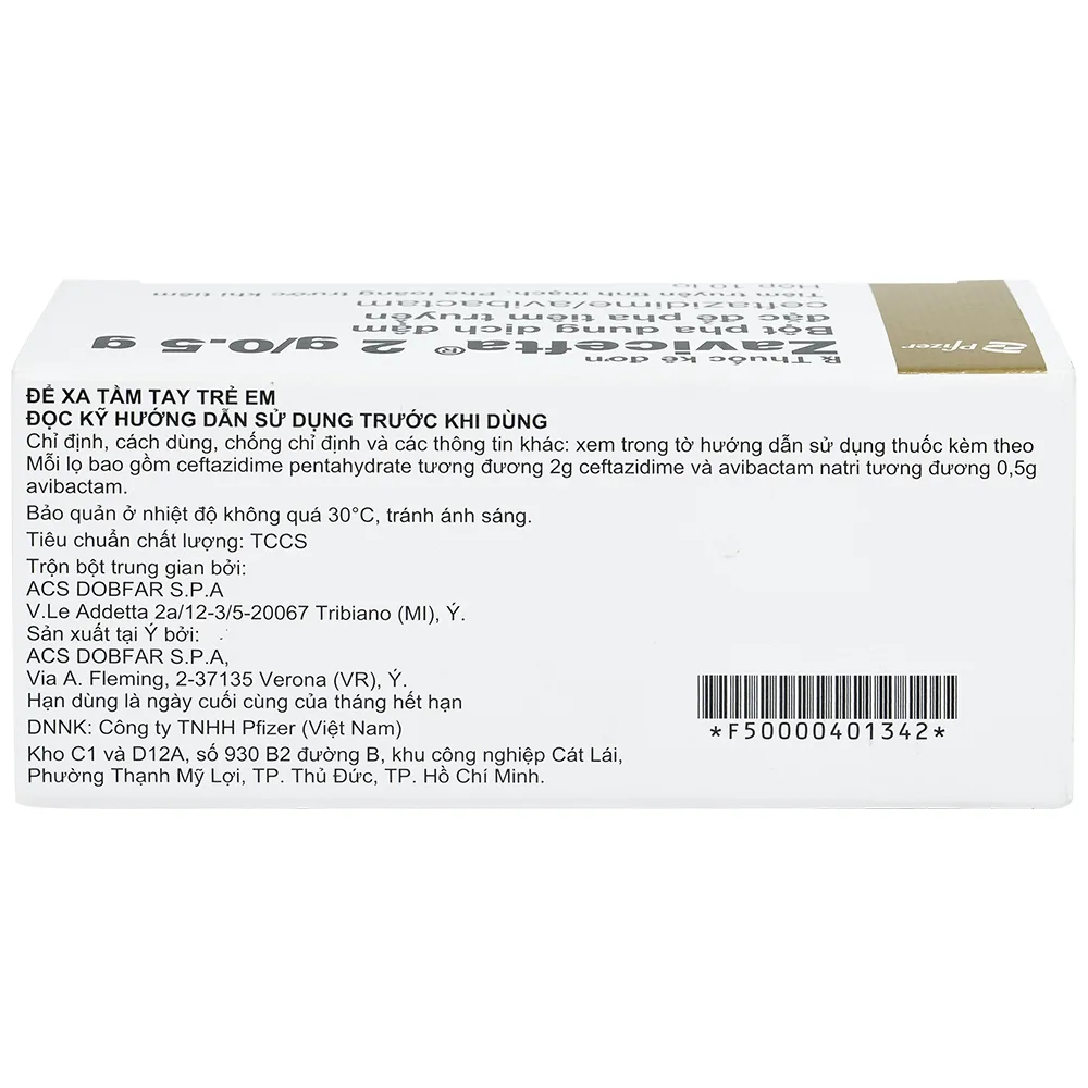 Hình ảnh Thuốc Zavicefta 2g/0.5g Pfizer dùng trong nhiễm khuẩn ổ bụng, nhiễm trùng đường tiết niệu (10 lọ)