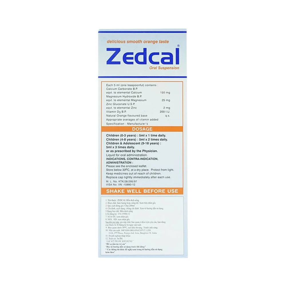 Hình ảnh Siro Zedcal Meyer bổ sung Canxi và thiếu hụt Vitamin D3 (200ml)