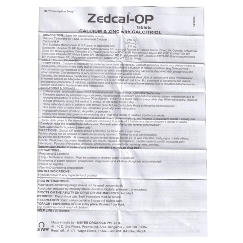Hình ảnh Thuốc Zedcal-OP Meyer điều trị loãng xương (5 vỉ x 6 viên)