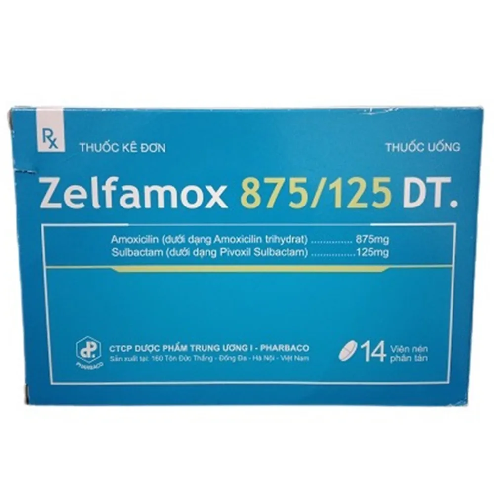 Hình ảnh Thuốc Zelfamox 875/125 DT điều trị viêm tai giữa, viêm họng (14 viên)