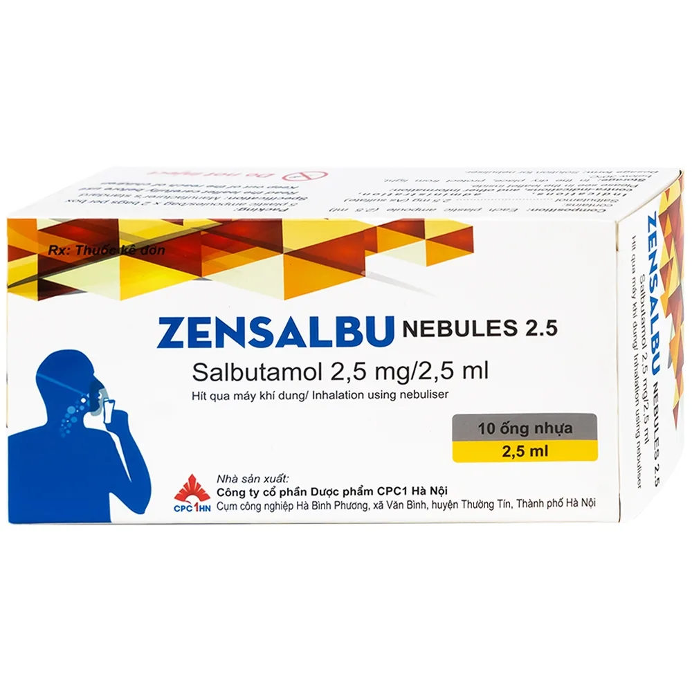 Hình ảnh Thuốc Zensalbu 2.5mg CPC1HN kiểm soát co thắt phế quản mạn, điều trị hen nặng cấp tính (2 vỉ x 5 ống)