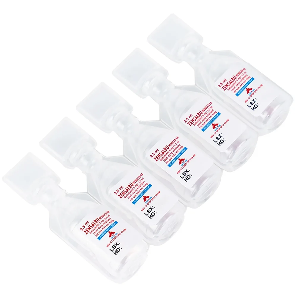 Hình ảnh Thuốc Zensalbu 5mg CPC1HN kiểm soát co thắt phế quản mạn, điều trị hen nặng cấp tính (2 vỉ x 5 ống)
