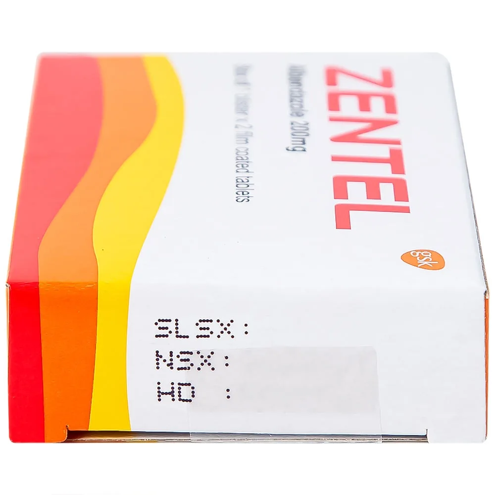 Hình ảnh Thuốc Zentel Albendazole 200mg GSK điều trị các loại giun đường ruột nhạy cảm (1 vỉ x 2 viên)