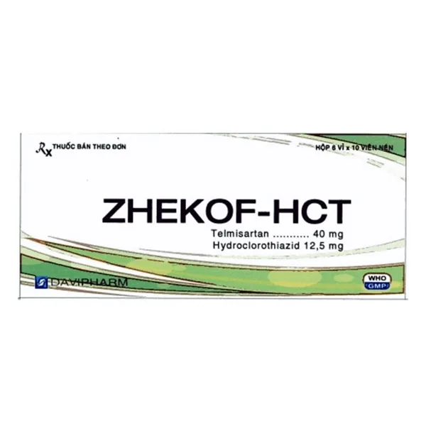 Hình ảnh Thuốc Zhekof HCT 40mg/12.5mg Davipharm điều trị tăng huyết áp (6 vỉ x10 viên)