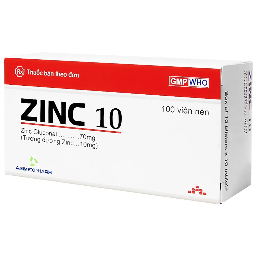 Hình ảnh Thuốc Zinc 10 Agimexpharm dự phòng và điều trị thiếu kẽm (10 vỉ x 10 viên)