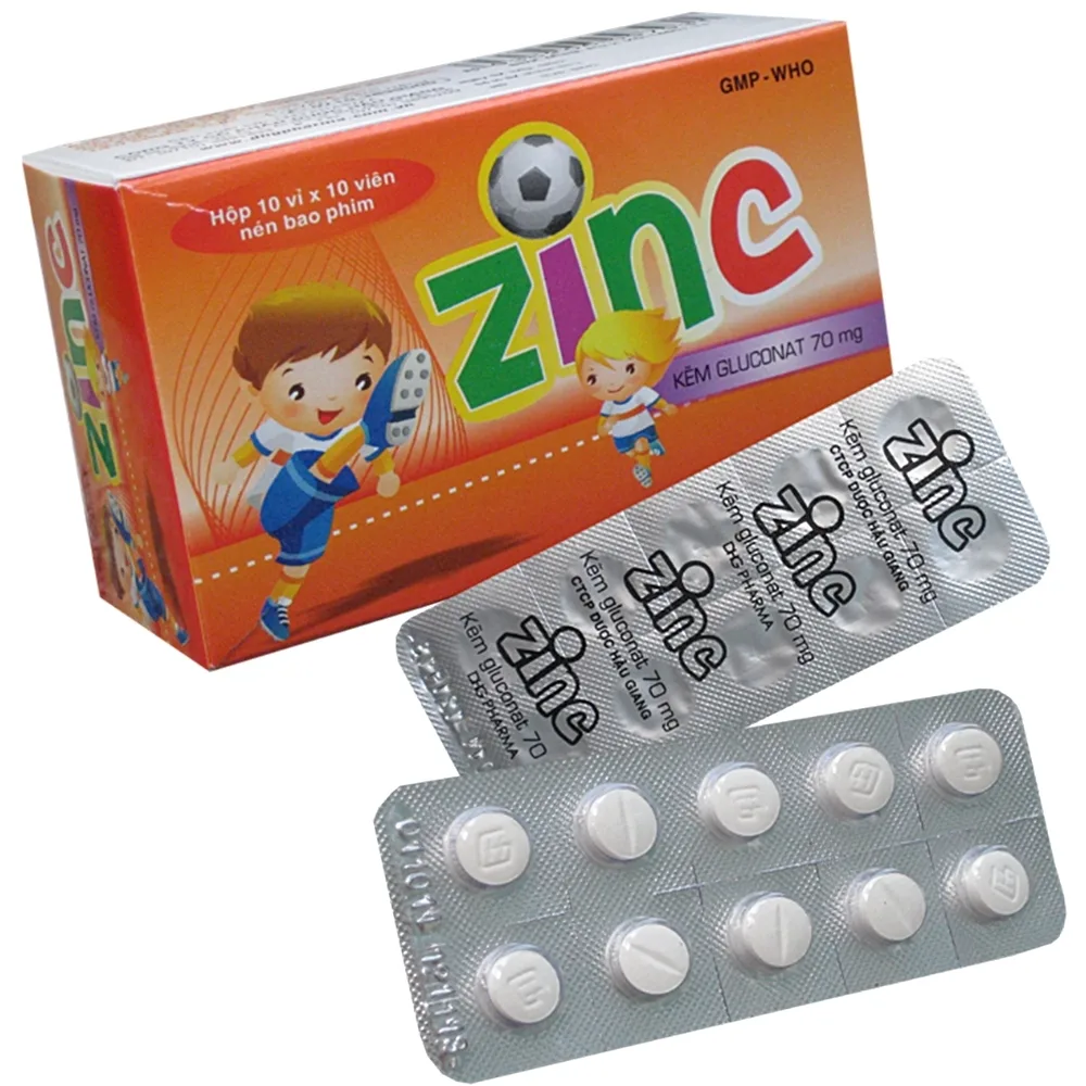 Hình ảnh Thuốc Zinc 70mg DHG Pharma phòng ngừa và điều trị thiếu kẽm (10 vỉ x 10 viên)