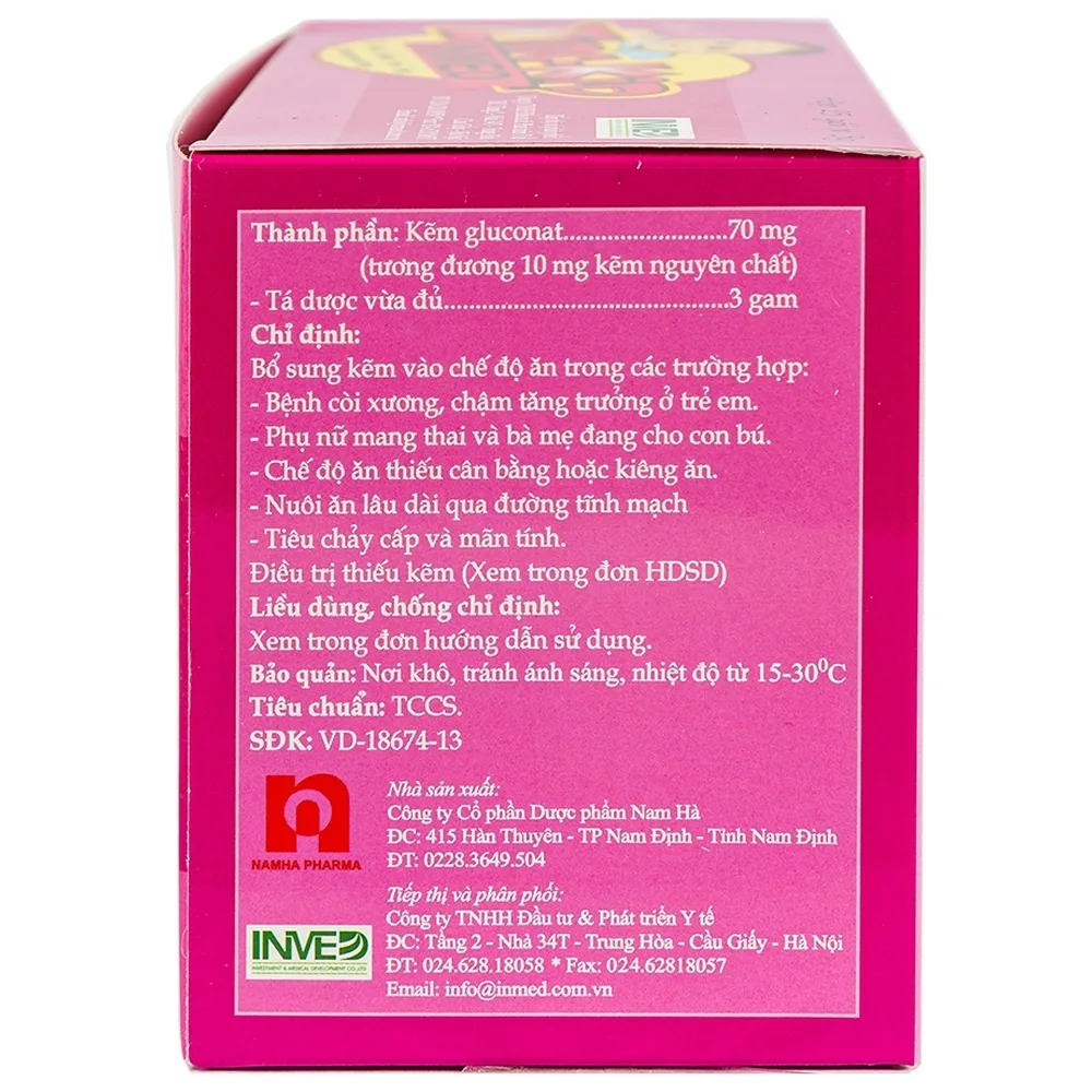 Hình ảnh Cốm bổ Zinc-Kid Inmed Nam Hà hương dâu, bổ sung kẽm cho trẻ em (25 gói x 3g)
