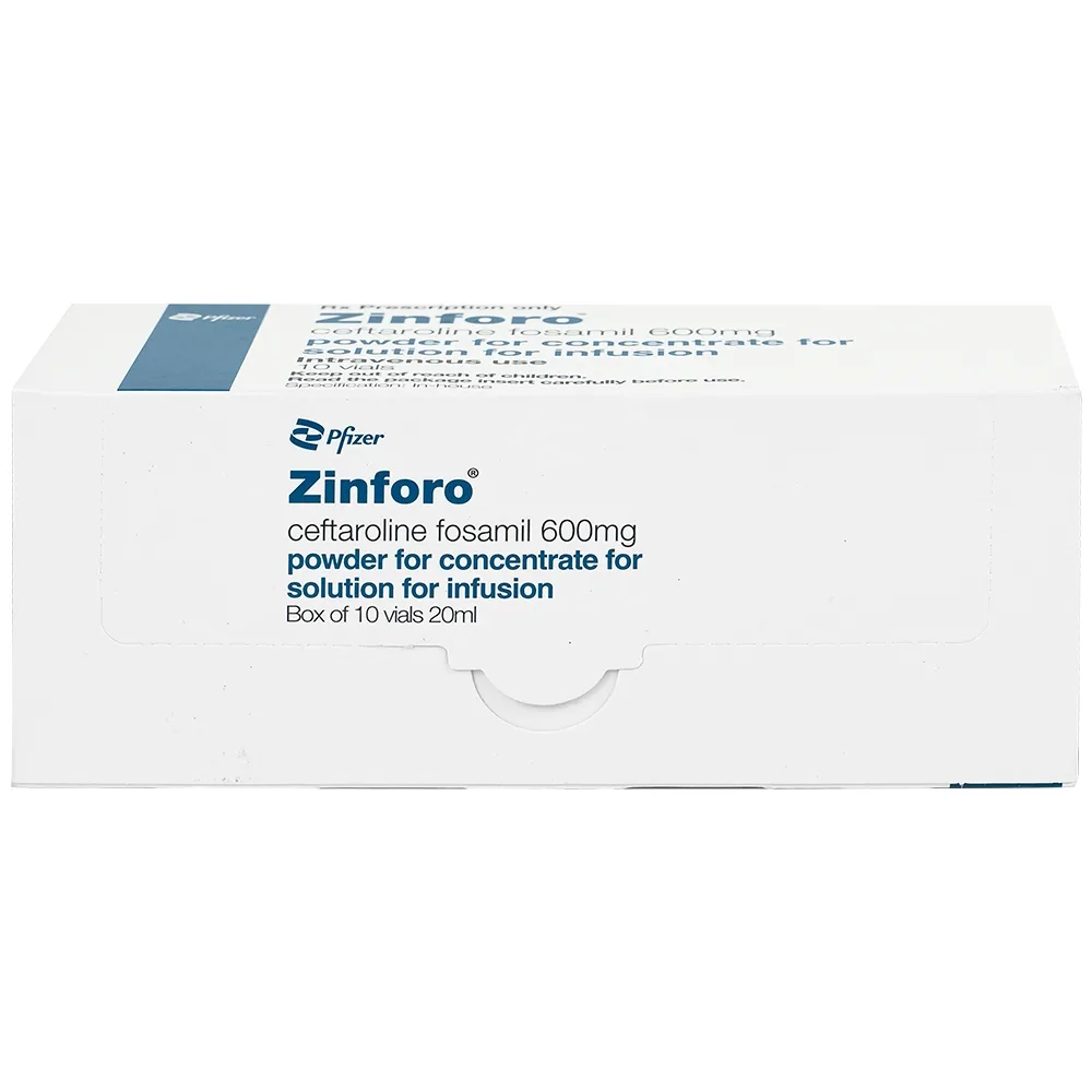 Hình ảnh Bột pha tiêm truyền tĩnh mạch Zinforo 600mg Pfizer điều trị các nhiễm trùng da và mô mềm