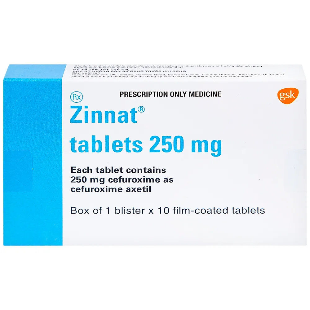 Hình ảnh Thuốc Zinnat 250mg GSK điều trị nhiễm khuẩn (1 vỉ x 10 viên)