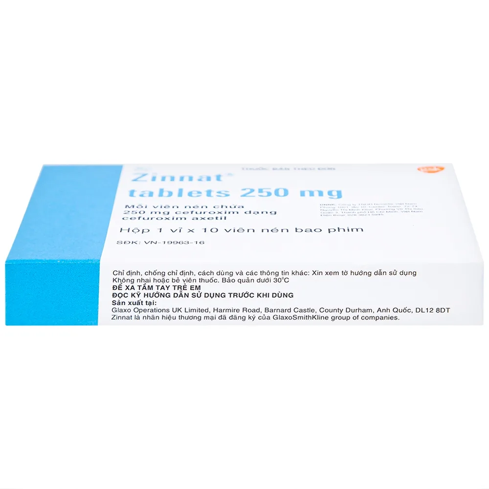 Hình ảnh Thuốc Zinnat 250mg GSK điều trị nhiễm khuẩn (1 vỉ x 10 viên)