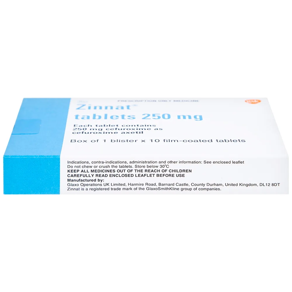 Hình ảnh Thuốc Zinnat 250mg GSK điều trị nhiễm khuẩn (1 vỉ x 10 viên)
