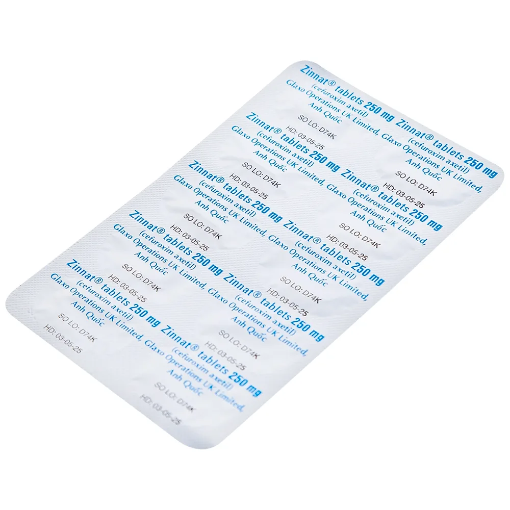 Hình ảnh Thuốc Zinnat 250mg GSK điều trị nhiễm khuẩn (1 vỉ x 10 viên)