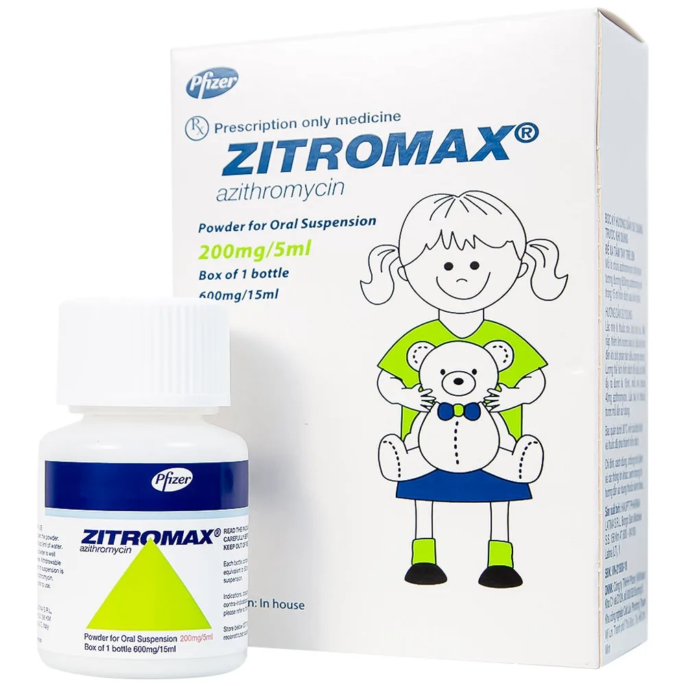 Hình ảnh Bột pha hỗn dịch uống Zitromax 200mg/5ml Pfizer điều trị các chứng nhiễm khuẩn (15ml)