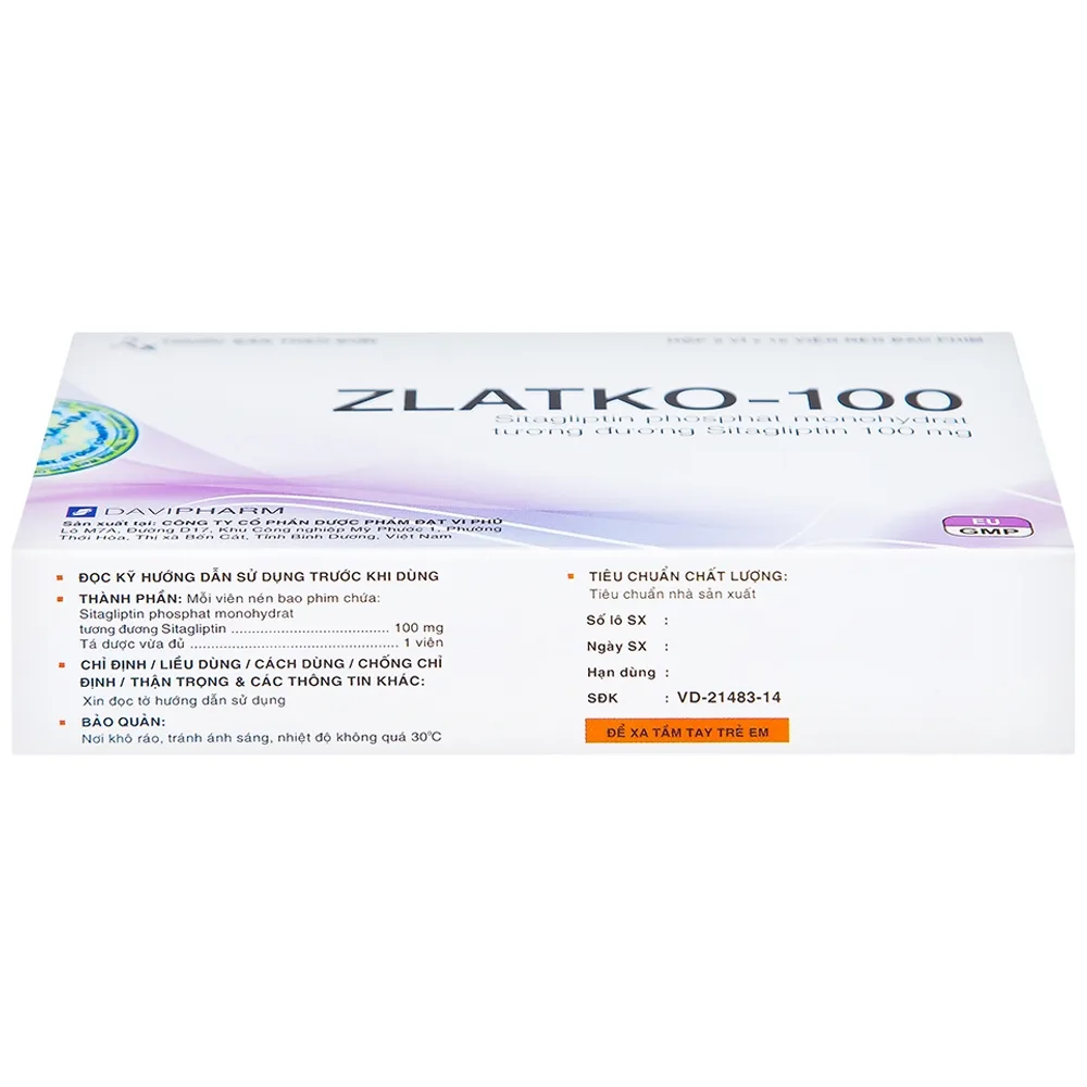 Hình ảnh Thuốc Zlatko-100 DaviPharm điều trị đái tháo đường típ 2 (3 vỉ x 10 viên)