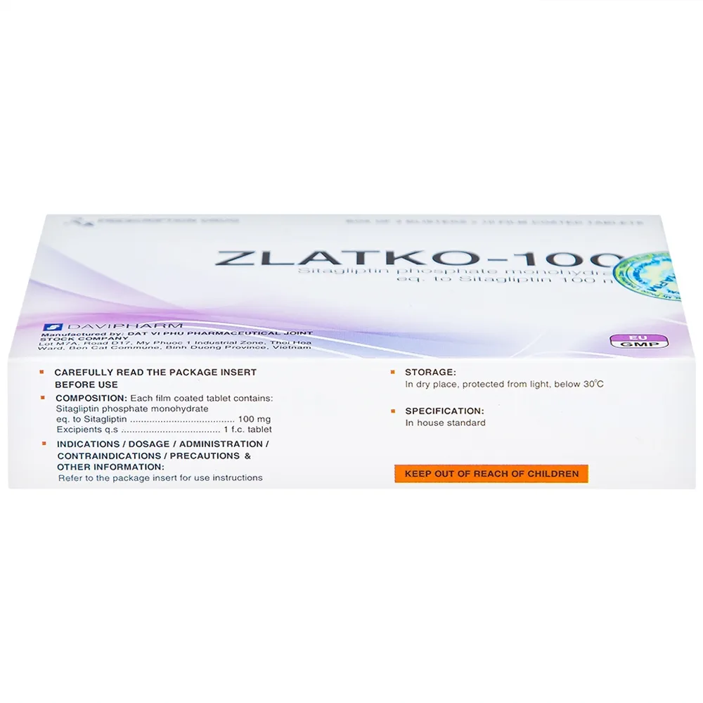 Hình ảnh Thuốc Zlatko-100 DaviPharm điều trị đái tháo đường típ 2 (3 vỉ x 10 viên)