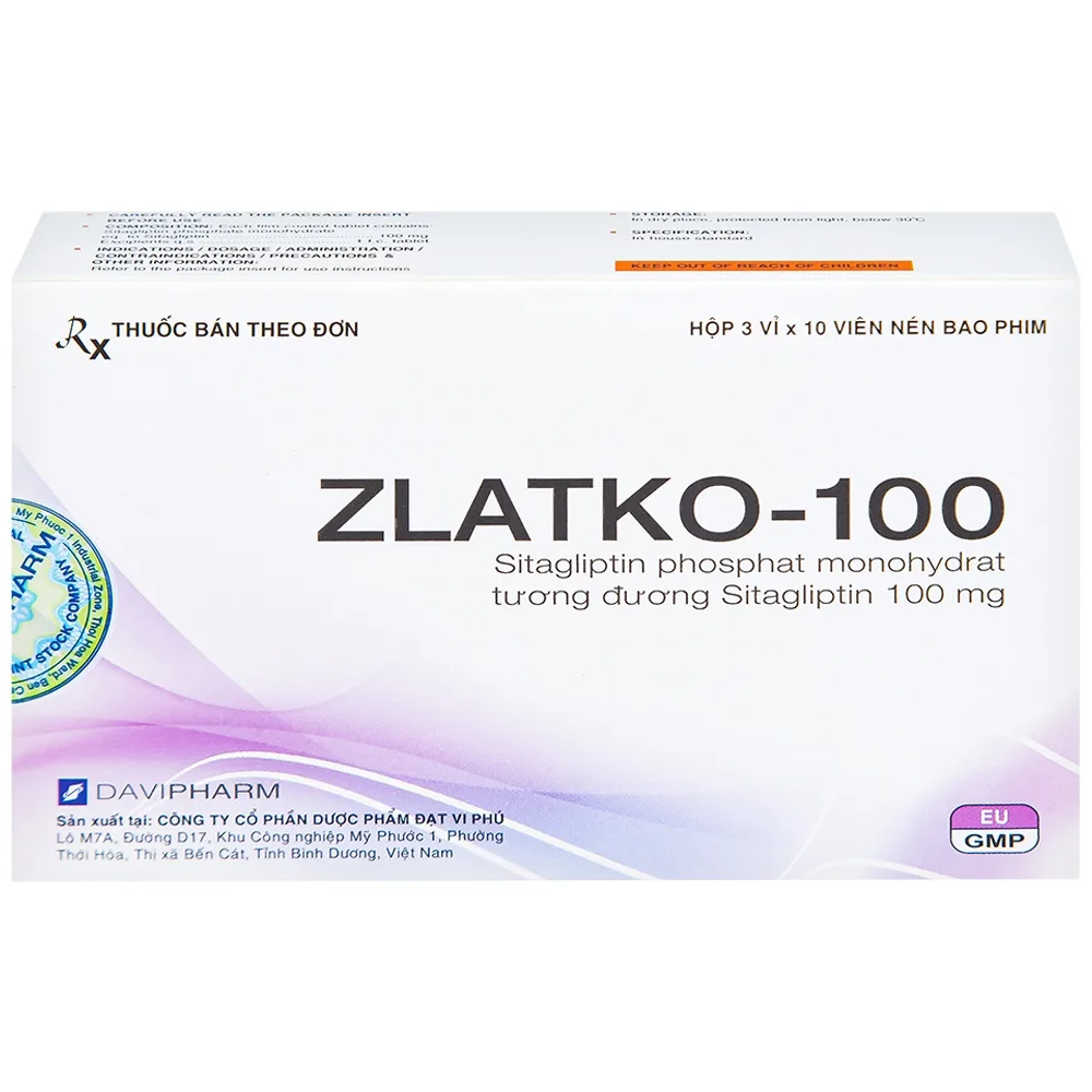 Hình ảnh Thuốc Zlatko-100 DaviPharm điều trị đái tháo đường típ 2 (3 vỉ x 10 viên)