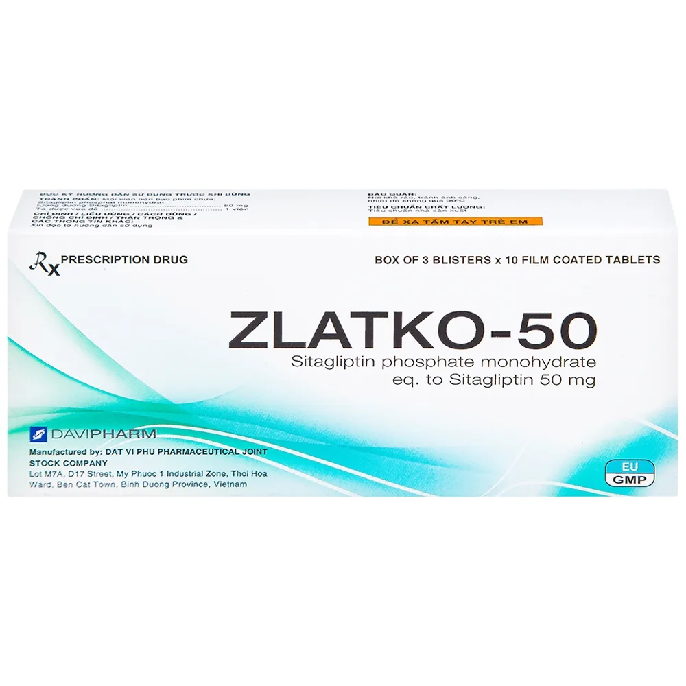 Hình ảnh Thuốc Zlatko-50 DaviPharm điều trị đái tháo đường típ 2 (3 vỉ x 10 viên)