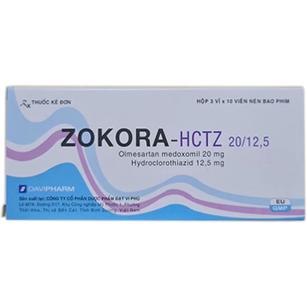 Hình ảnh Thuốc Zokora-Hctz 20/12.5 Davipharm điều trị tăng huyết áp (3 vỉ x 10 viên)