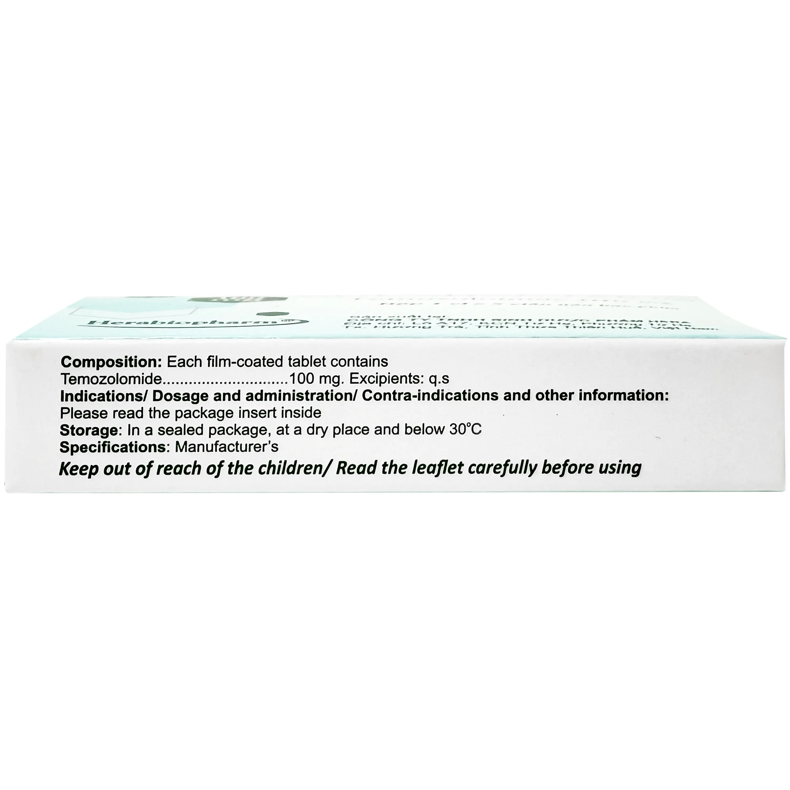 Hình ảnh Thuốc Zolodal tab 100mg Herabiopharm điều trị u nguyên bào thần kinh đệm đa dạng (1 vỉ x 5 viên)