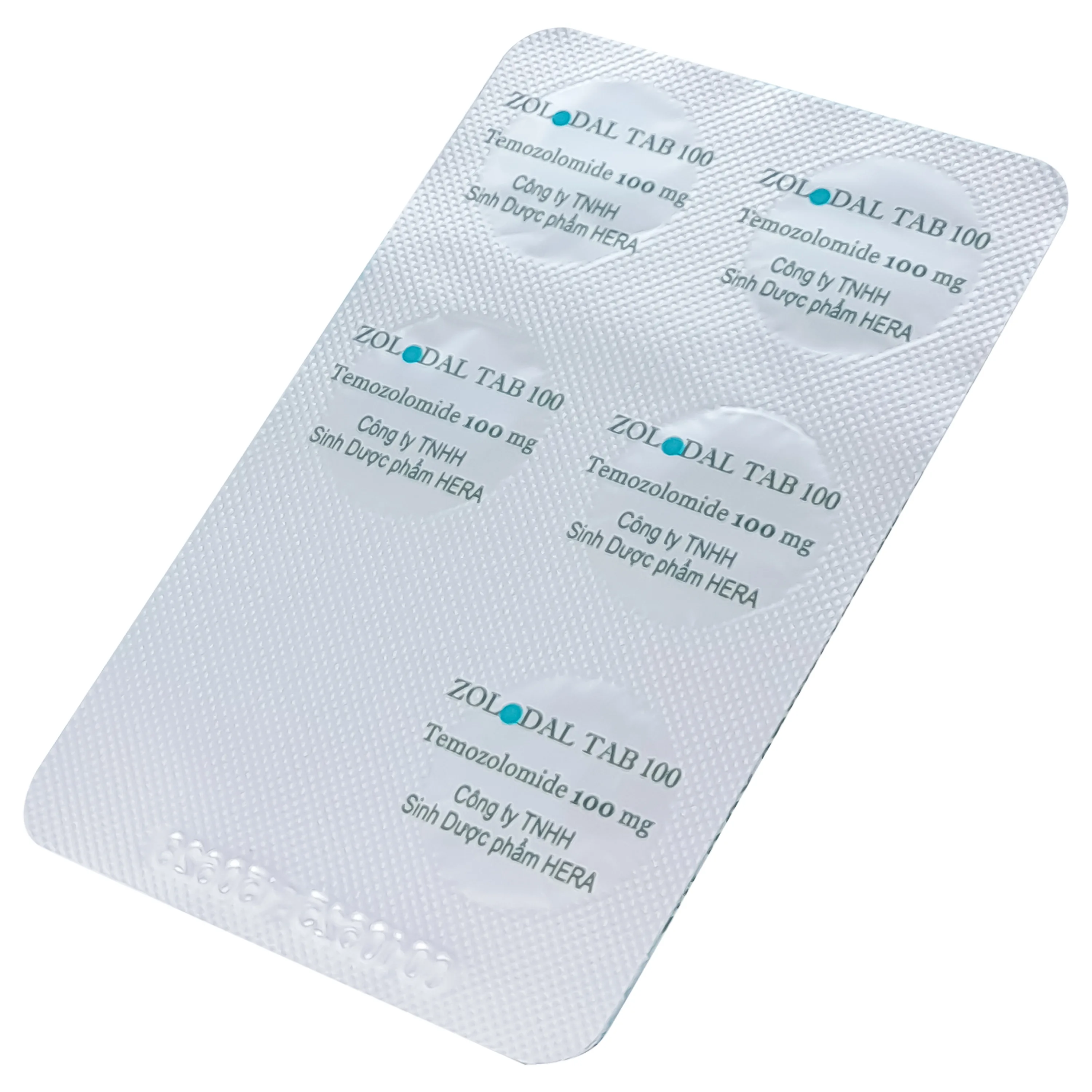 Hình ảnh Thuốc Zolodal tab 100mg Herabiopharm điều trị u nguyên bào thần kinh đệm đa dạng (1 vỉ x 5 viên)