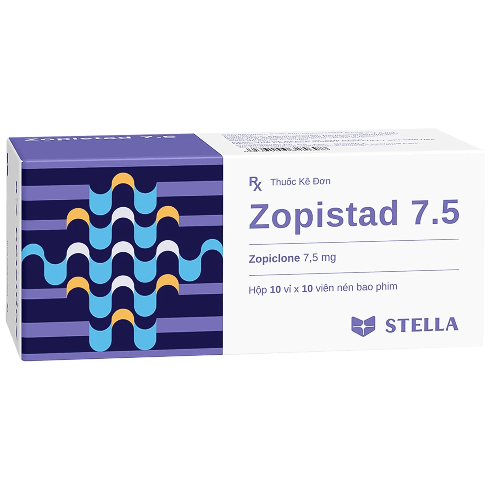Hình ảnh Thuốc Zopistad 7.5mg Stella Pharm điều trị ngắn hạn chứng mất ngủ (10 vỉ x 10 viên)